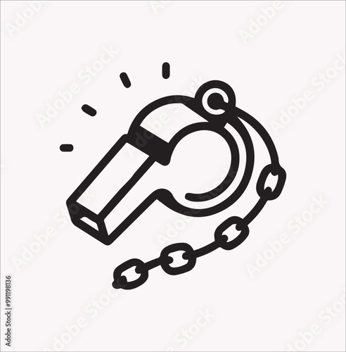 Whistle line icon vector silhouette on a white background