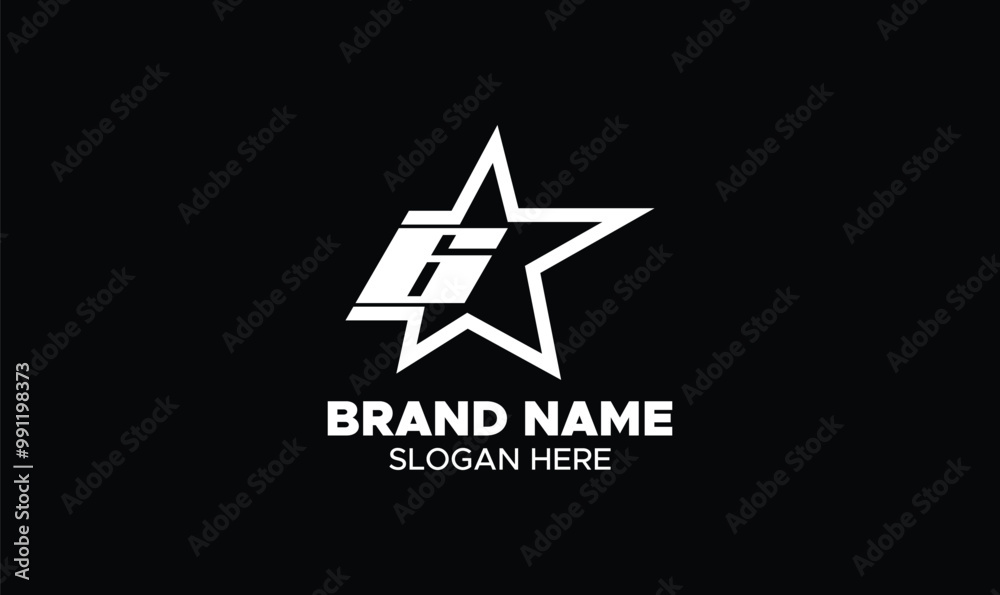 Obraz premium Number 6 logo template with Star design element, number 6 with star, minimalist 6star, 6 number star logo template illustration