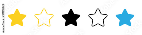 Five stars customer product rating review. star icon for apps and websites. Five stars sign. vector