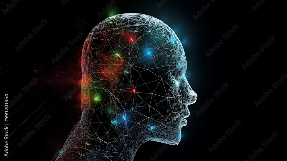Futuristic Side Profile of Human Head with Glowing Circuits and Neural Network Patterns in a Digital Technology Design Futuristic Side Profile of Human Head with Glowing Circuits and Neural Network Patterns in a Digital Technology Design