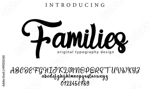 Families Font Stylish brush painted an uppercase vector letters, alphabet, typeface
