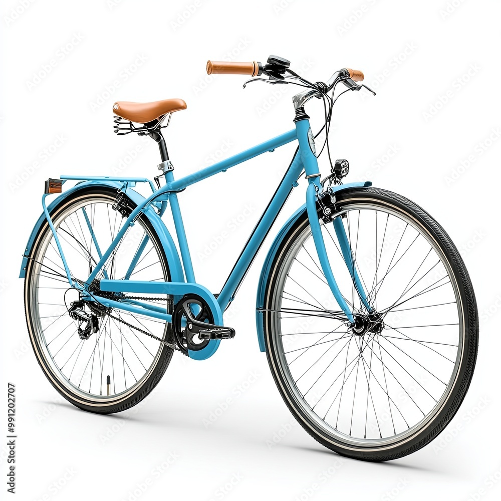 Stylish womens blue bicycle isolated on white background Stylish womens blue bicycle isolated on white background