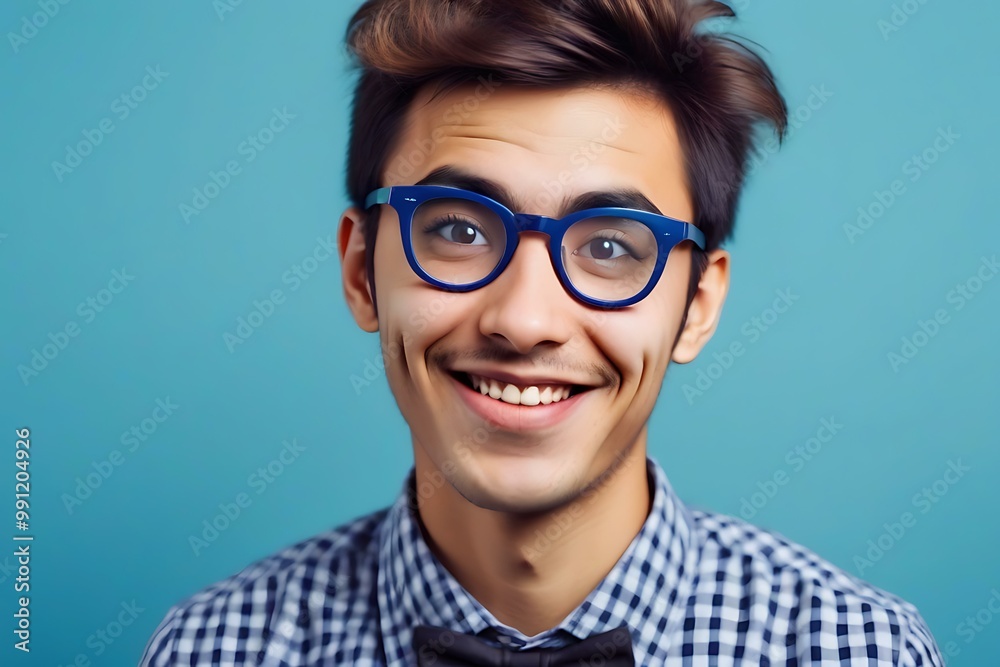 Happy Man with Blue Glasses and Bowtie Happy Man with Blue Glasses and Bowtie