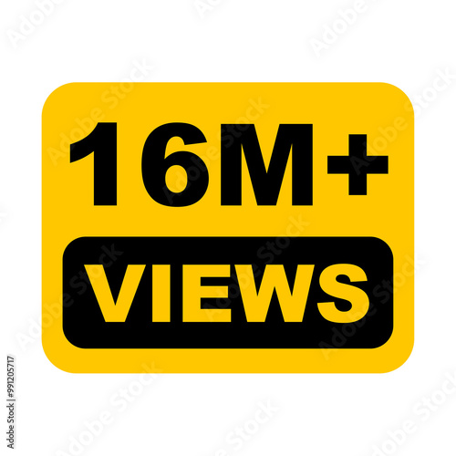 16M views,  16 million views on transparent background