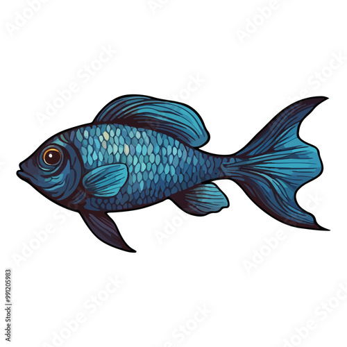 amazing blue poecilia reticulata fish vector illustration ai generaterd