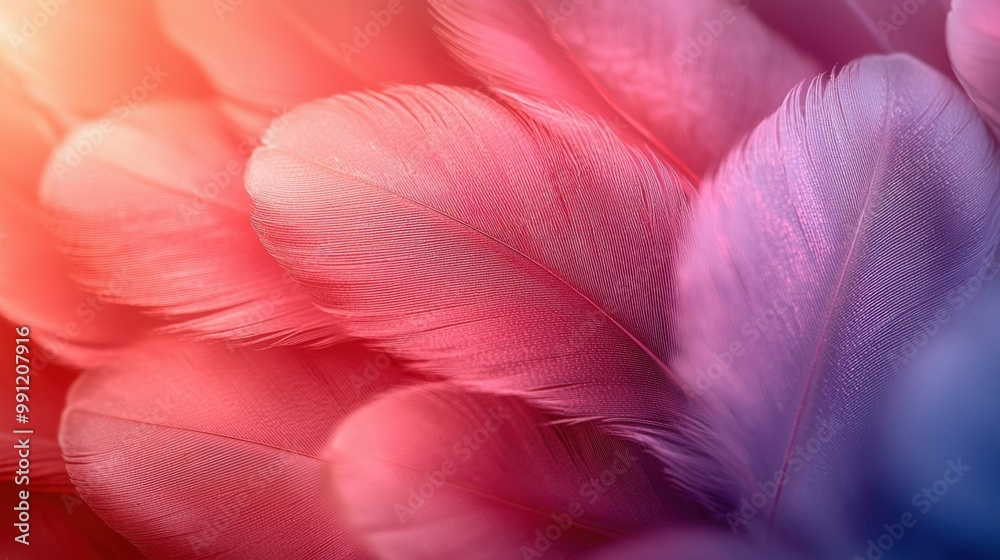 A close-up view of colorful feathers in vibrant shades of pink and purple, creating a soft, textured appearance. The delicate details are beautifully intricate. A close-up view of colorful feathers in vibrant shades of pink and purple, creating a soft, textured appearance. The delicate details are beautifully intricate.