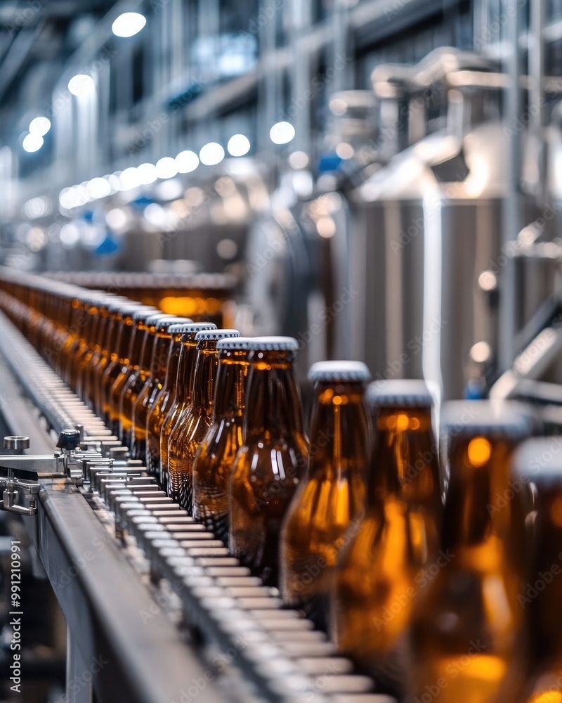 Brewery and Bottling Line with Fermentation Tanks and Automated Filling Machines Brewery and Bottling Line with Fermentation Tanks and Automated Filling Machines