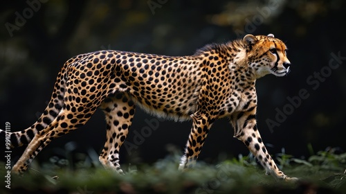 Cheetah portrait on isolated black background