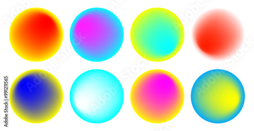 A set of colorful circles with varying shades of blue, green, yellow, and red