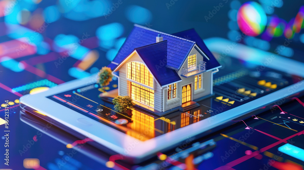 A digital platform showing real estate investment growth, with charts tracking rental income, property value increases, and real estate funds. A digital platform showing real estate investment growth, with charts tracking rental income, property value increases, and real estate funds.