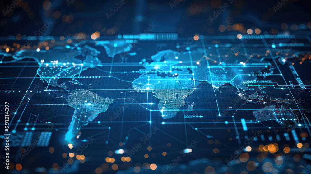 A digital platform showing the flow of global wealth through investments, trade, and international finance markets. A digital platform showing the flow of global wealth through investments, trade, and international finance markets.