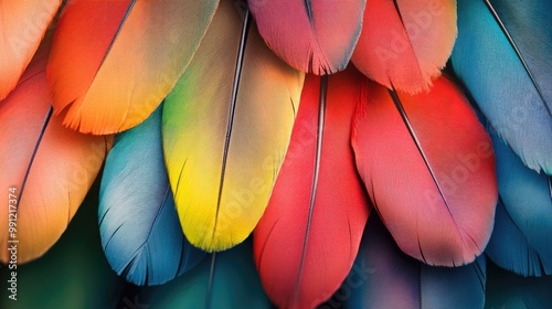 Vibrant Bird Feathers Textured Background for Graphic Design Projects photo