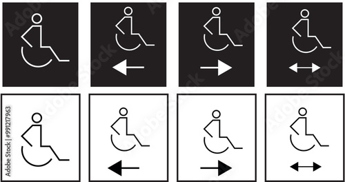 Toilet line icon set. WC outline sign. Man, woman, Restroom for male, female, disabled pictograms. No smoking, do not throw trash in toilet