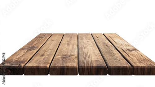 Isolated wooden tabletop against a white background