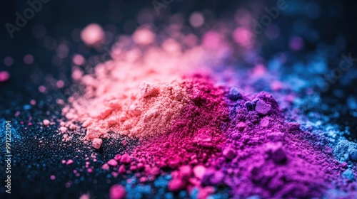 Colorful powder displayed against a dark backdrop emphasizing the vibrant hues and textures photo