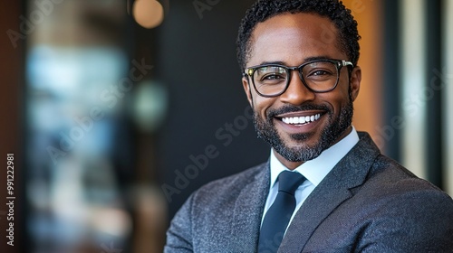 powerful image of an African-American business leader showcasing their influence and expertise in a corporate setting underlining the importance of collaboration and motivation for achieving business 