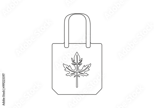 Tote bag continuous one line drawing vector illustration