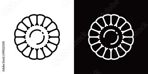 とうもろこしの断面のシンプルなラインアイコン