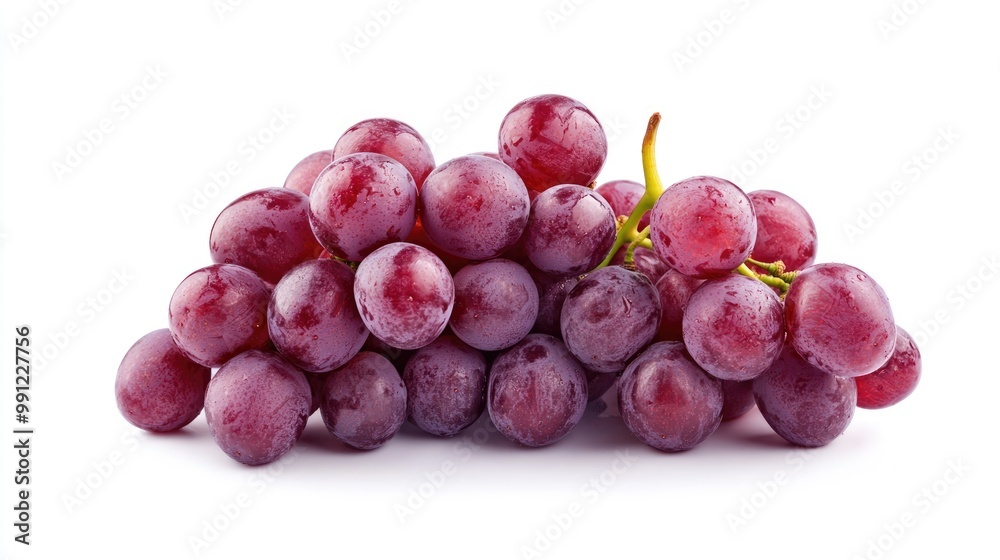 Fresh and vibrant red grapes isolated on a white background Fresh and vibrant red grapes isolated on a white background