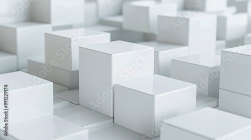 Random shifted white cube boxes block background