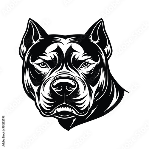 angry American Staffordshire Terrier front side head silhouette