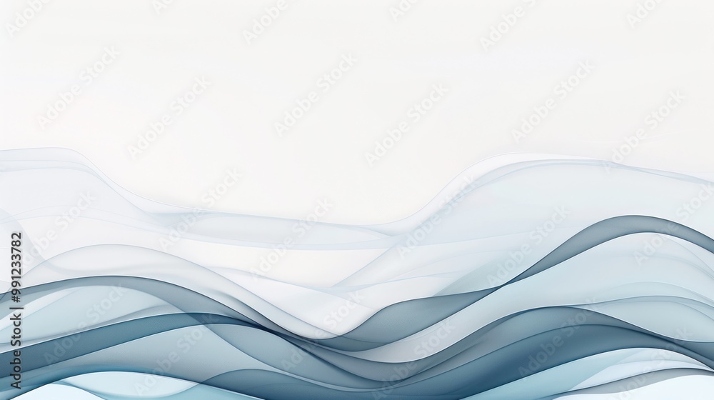 Abstract Blue Waves on a White Background Abstract Blue Waves on a White Background