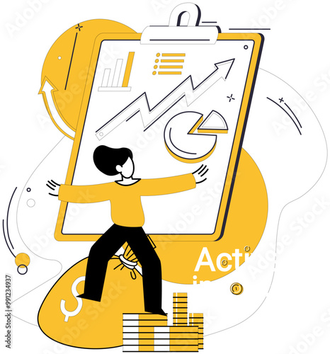 Earned income vector illustration. Business and investment, like dance partners, move in synchronized harmony Money-making is journey embarked upon in quest for financial fulfillment