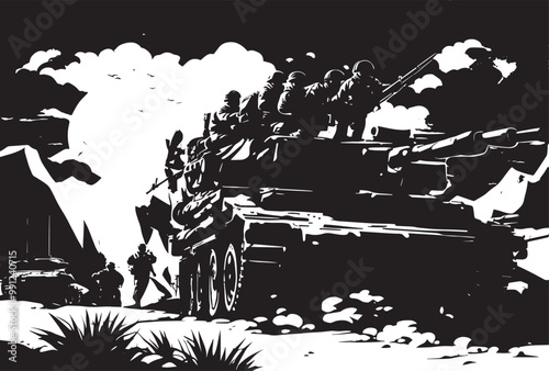 Military vector illustration army combat ambush grunge.