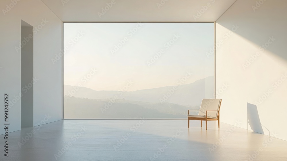 Fototapeta premium vast, empty room with soft, natural light coming through a large window
