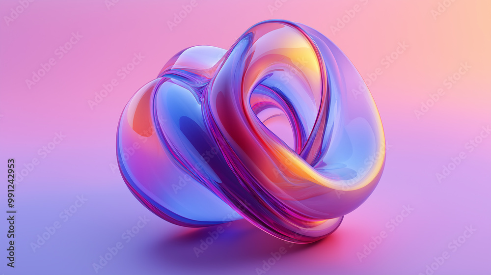 Abstract 3d shape reflecting light on gradient background Abstract 3d shape reflecting light on gradient background