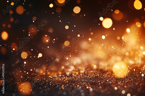 Glittering New Year's background with cascading gold dust and sparkling lights