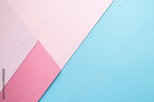 abstract background with geometric shapes, light pastel pink and blue shades, minimalist style, copy space