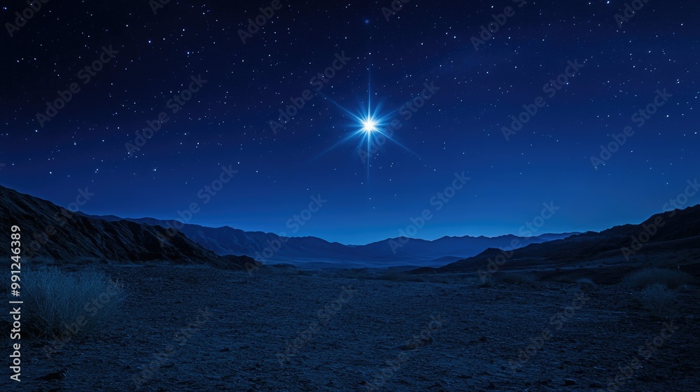 custom made wallpaper toronto digitalThe Star of Bethlehem lighting up the night sky, guiding travelers through a vast desert.