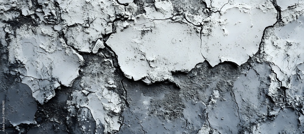 Abstract texture of cracked and peeling paint, in grayscale, with a hint of blue. Abstract texture of cracked and peeling paint, in grayscale, with a hint of blue.