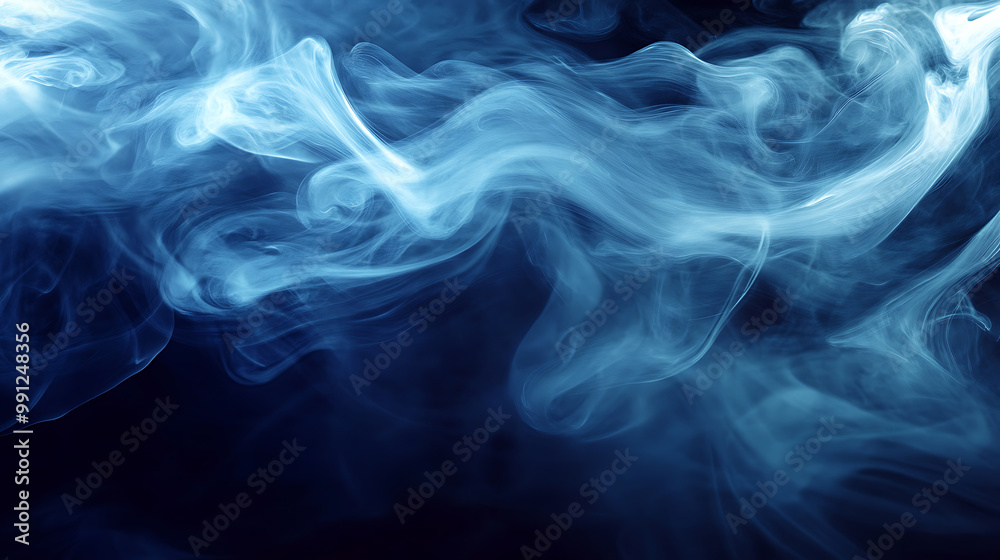 Deep blue and silver smoke swirling on a stage, creating a cool and effect Deep blue and silver smoke swirling on a stage, creating a cool and effect