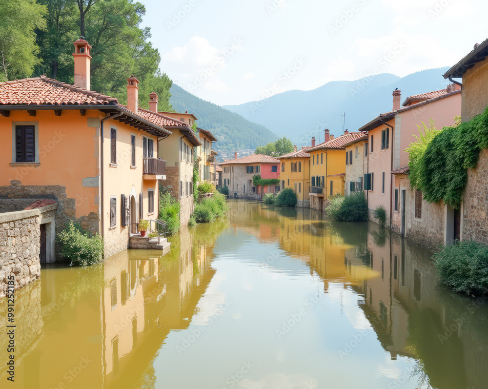 Flood , street flooded houses Flood , street flooded houses