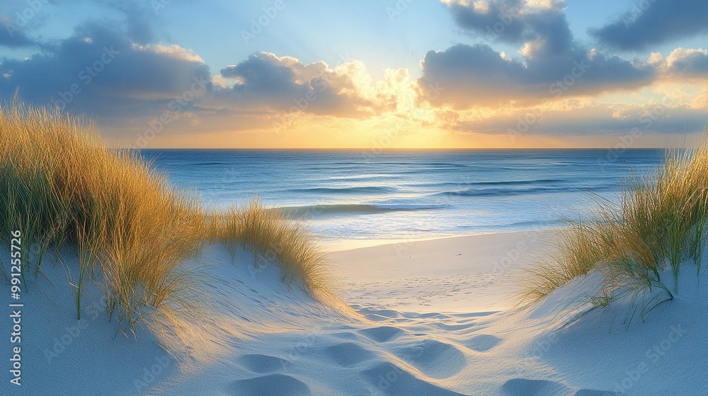 peaceful beach view with sunlight on sand and grass creating a serene coastal environment perfect for relaxation and enjoying the natural scenery peaceful beach view with sunlight on sand and grass creating a serene coastal environment perfect for relaxation and enjoying the natural scenery