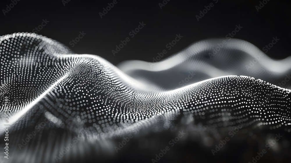 Abstract Wavy Pattern of White Dots on a Black Background Abstract Wavy Pattern of White Dots on a Black Background