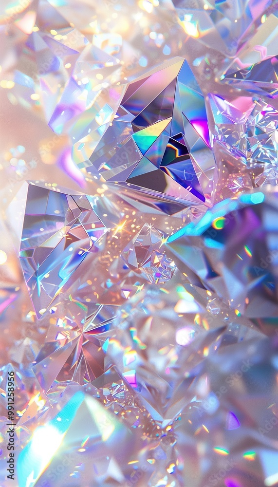 A luxurious white crystal and diamond-inspired background with shimmering iridescent tones of purple, pink, and blue, featuring a three-dimensional texture that reflects light in a glistening, festive A luxurious white crystal and diamond-inspired background with shimmering iridescent tones of purple, pink, and blue, featuring a three-dimensional texture that reflects light in a glistening, festive