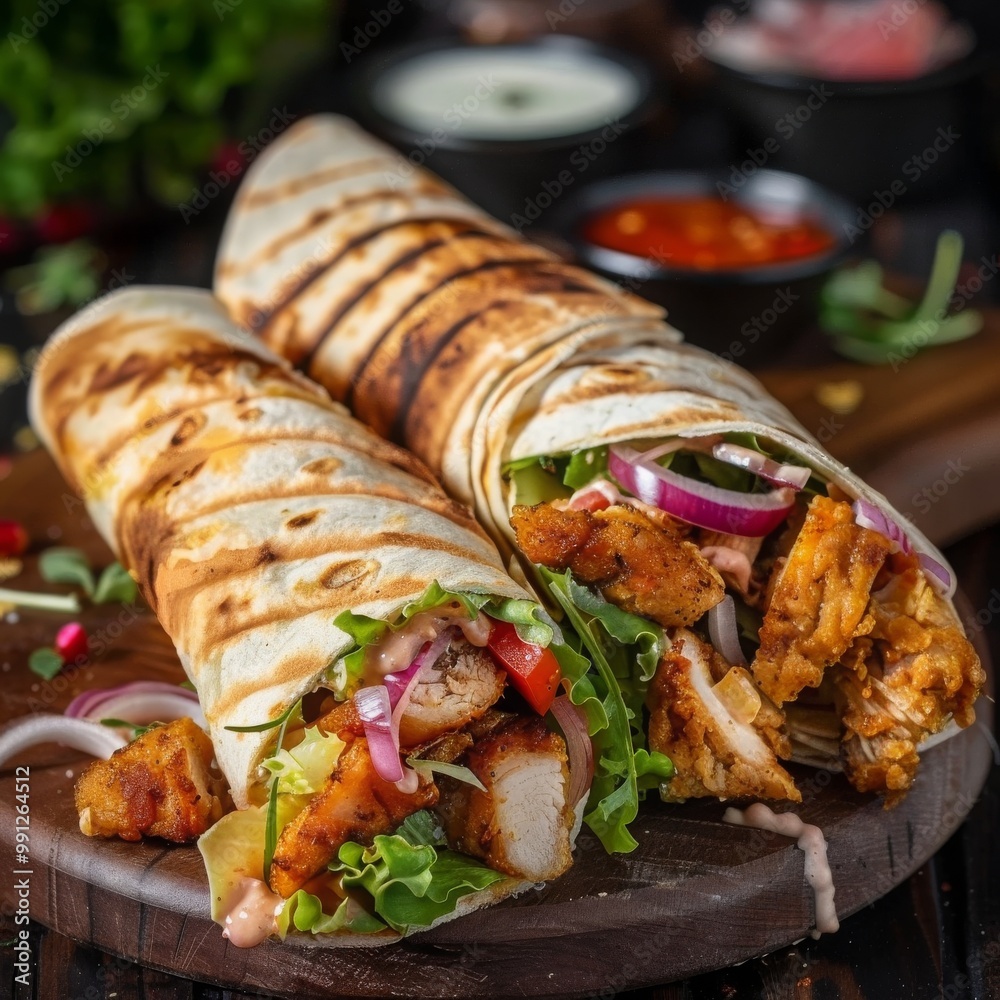 crispy chicken shawarma | chicken wrap with salad | fried chicken wrap crispy chicken shawarma | chicken wrap with salad | fried chicken wrap