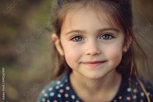 Portrait of a young brunette girl looking at the camera