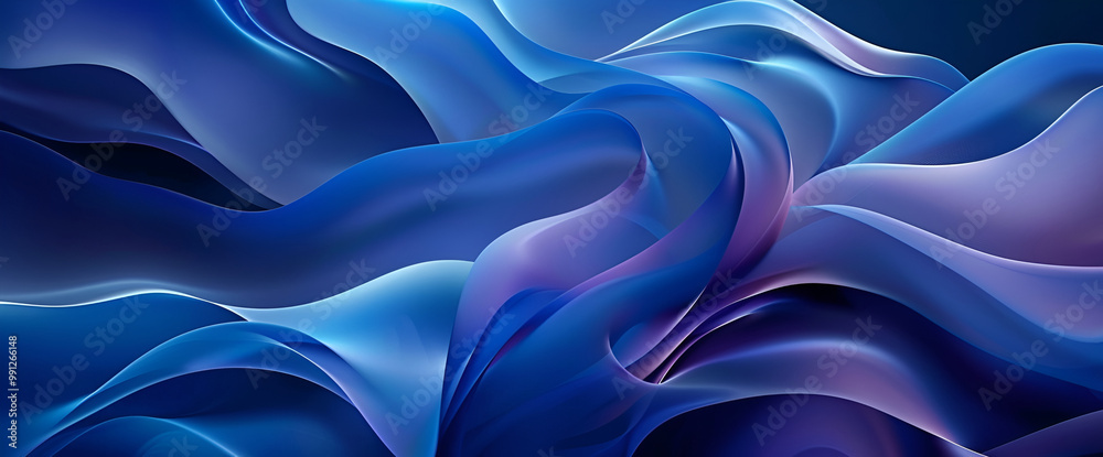 Fototapeta premium Abstract wavy luminous line patterns on a cloudy background ,abstract background of blue and pink silk with some smooth lines in it