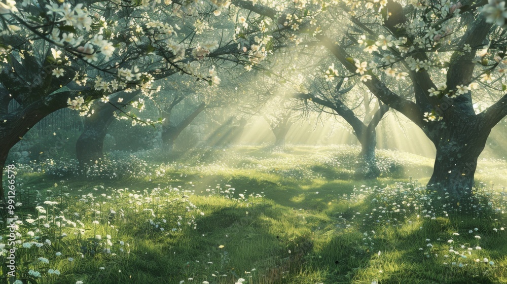 Beautiful orchard in bloom apple blossom Beautiful orchard in bloom apple blossom