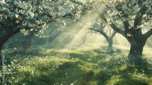 Beautiful orchard in bloom apple blossom