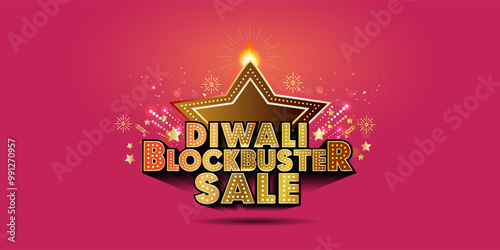 Diwali Blockbuster sale offers logo concept.