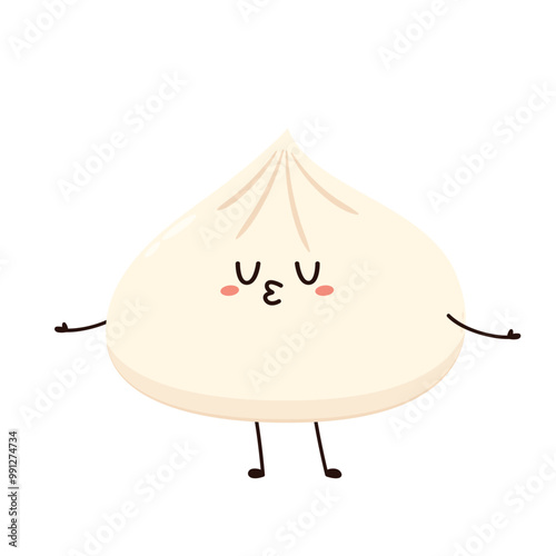 Chinese dumplings character design. Chinese dumplings is Chinese food. Bao cartoon.