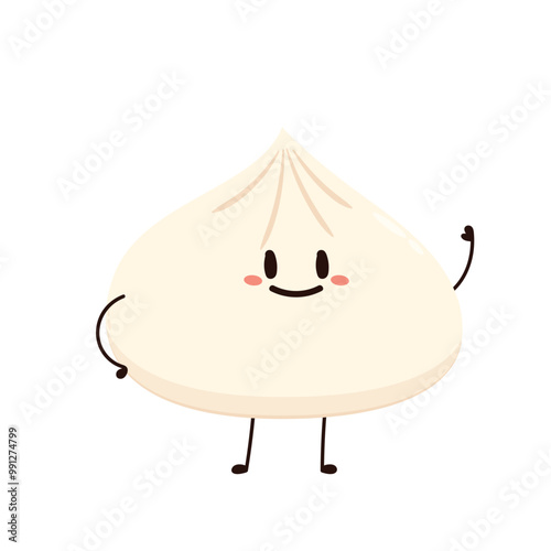 Chinese dumplings character design. Chinese dumplings is Chinese food. Bao cartoon.