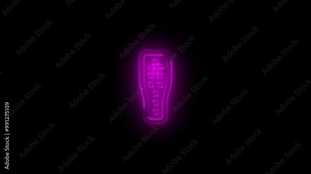 Neon DMC icon glowing black background animation Neon DMC icon glowing black background animation