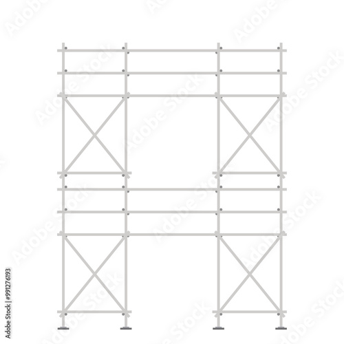 Scaffolding. Vector flat design aluminum prefabricated scaffolding isolated illustration white background.