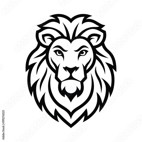 Lion head line art 